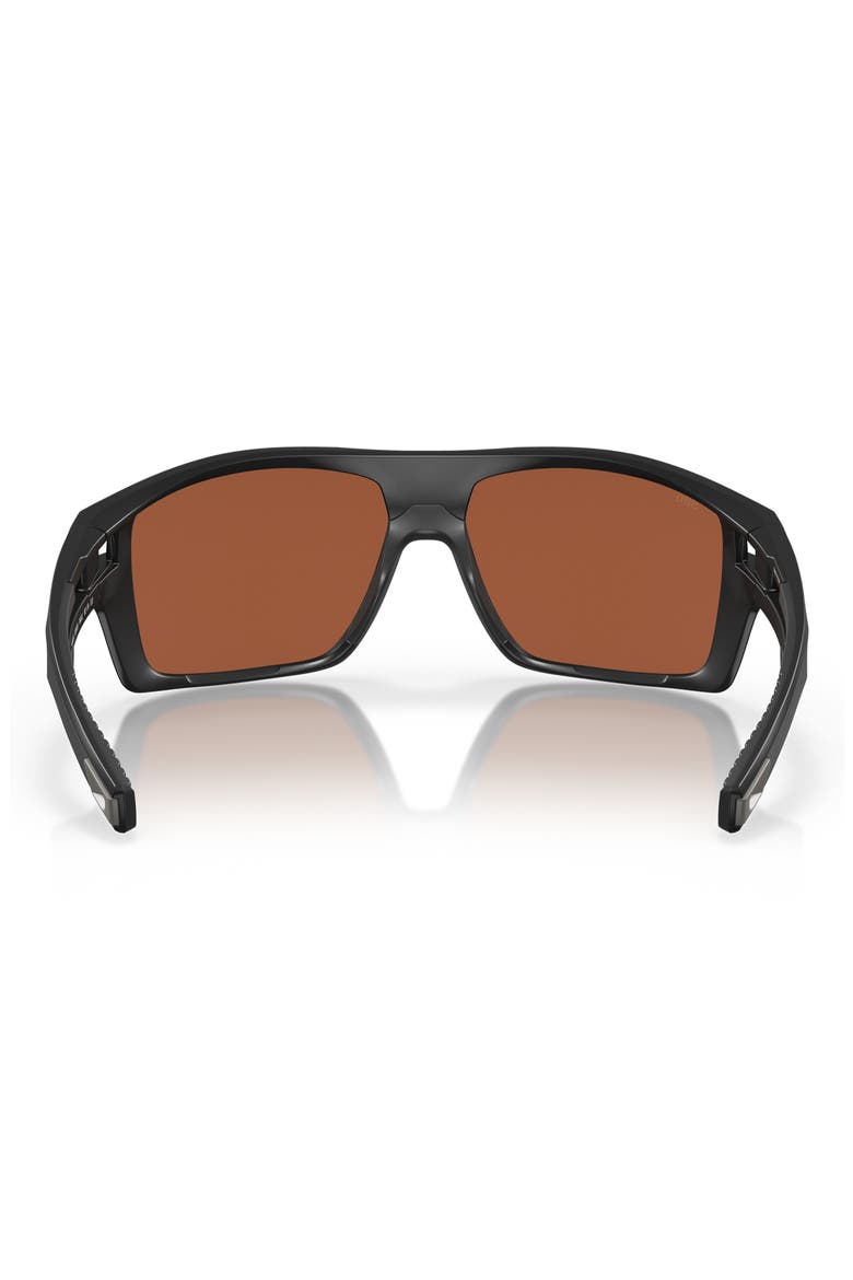 Diego 62mm Oversize Polarized Mirrored Rectangular Sunglasses, Alternate, color, BLACK / GREEN MIRROR 580G