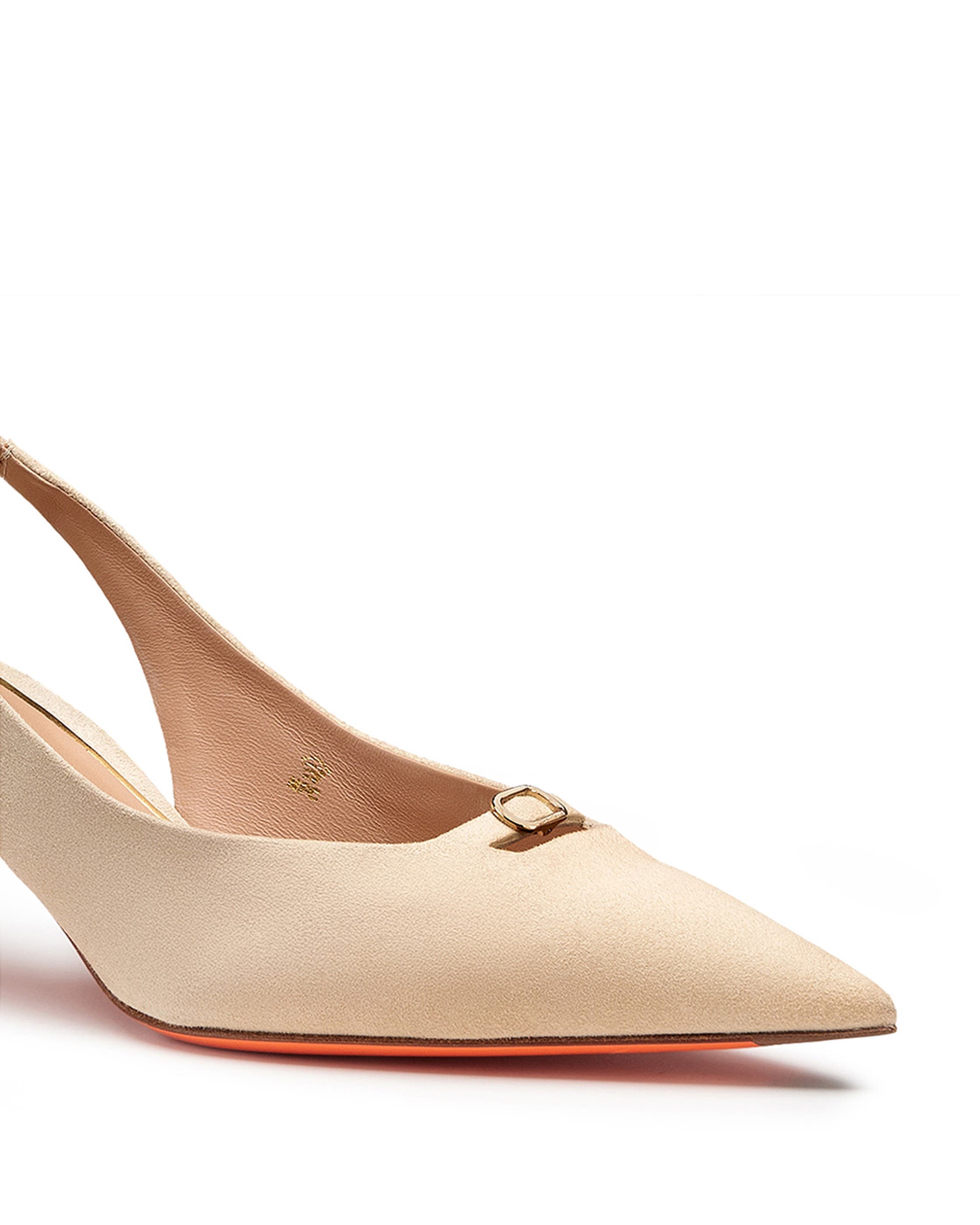 Women's Suede Leather Mid-Heel Slingback, Alternate, color, Natural