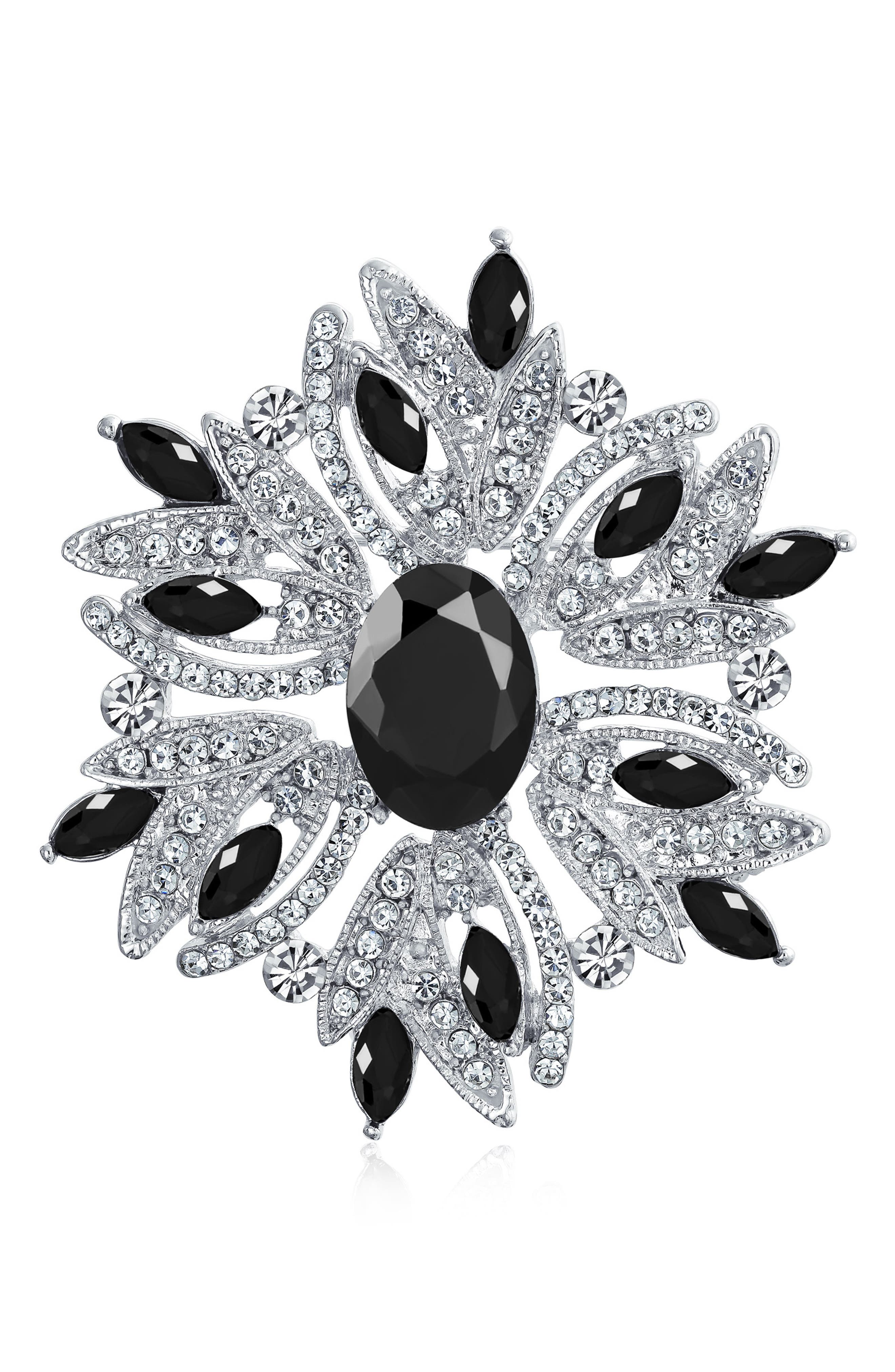 BLING JEWELRY Rhodium Plated Large Statement Vintage Style Pin