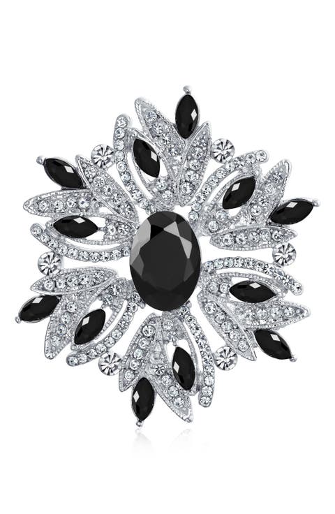 Rhodium Plated Large Statement Vintage Style Pin