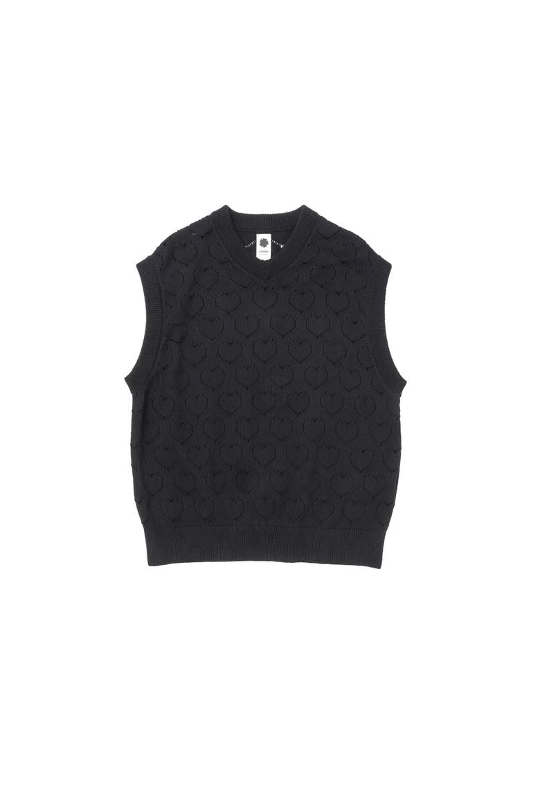 Eyelet Sweater Vest, Main, color, Black
