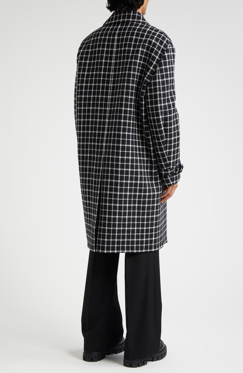 Versace Windowpane Check Wool Blend Coat, Alternate, color,