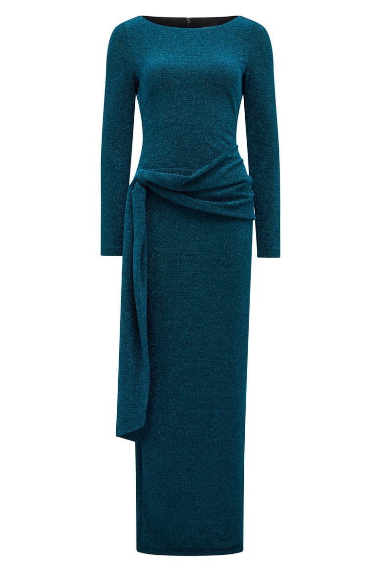 Eden Metallic Side Tie Gown, Alternate, color, BLUE