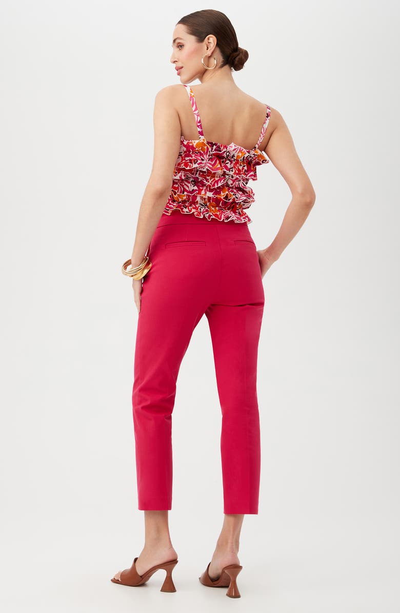 Trina Turk Saha Floral Ruffle Smocked Crop Top, Alternate, color, Rockrose Multi