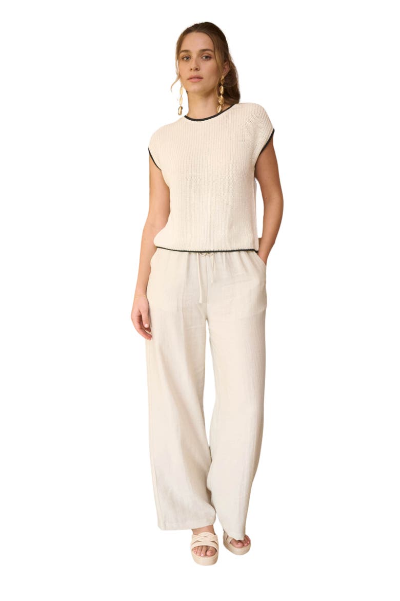 Cap Sleeve Button Back Sweater, Alternate, color, CREAM