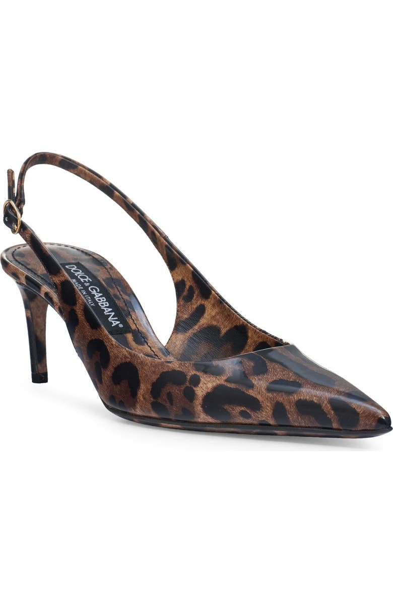 Dolce&Gabbana Lollo Leopard Print Pointed Toe Slingback Pump, Main, color, Brown Print Leopard