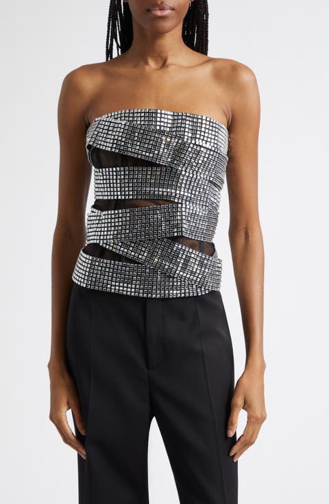 Disco Ball Strapless Top