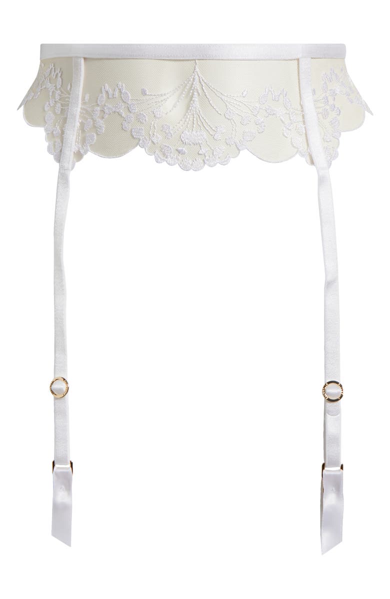 Bluebella Marisa Embroidered Mesh Garter Belt, Alternate, color, White/ Sheer