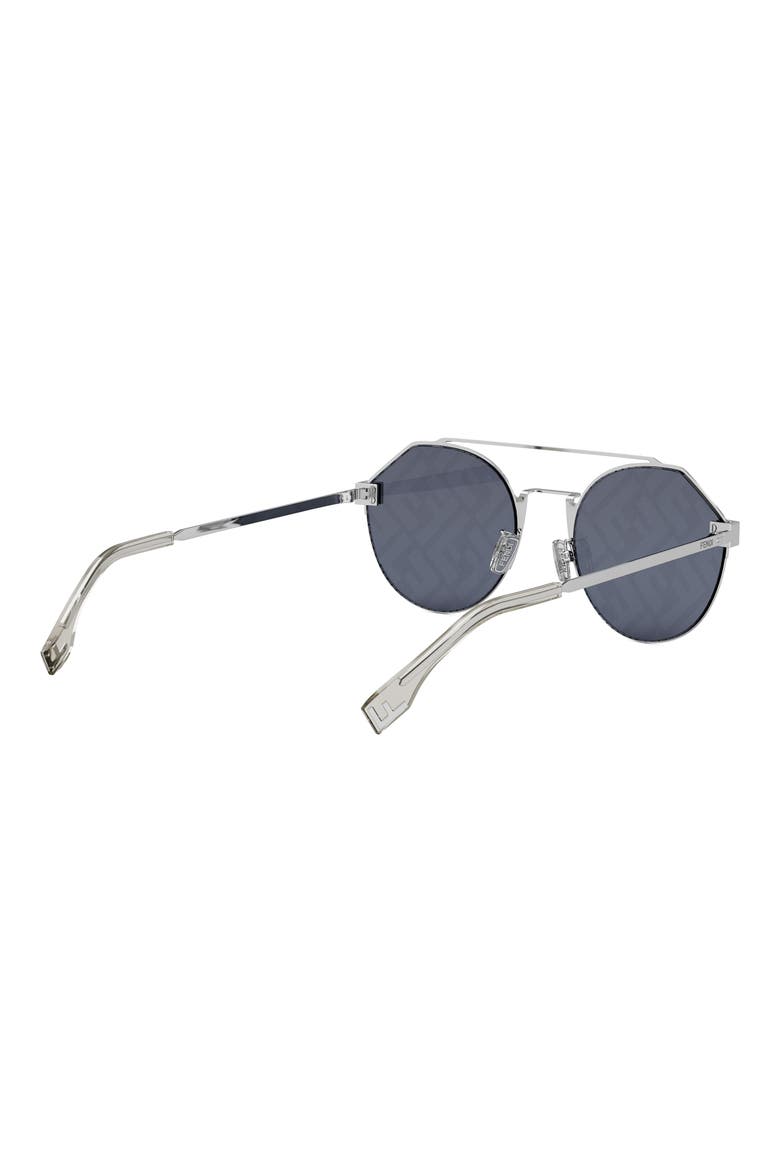 'Fendi Sky 55mm Round Sunglasses, Alternate, color, SHINY PALLADIUM / BLU MIRROR