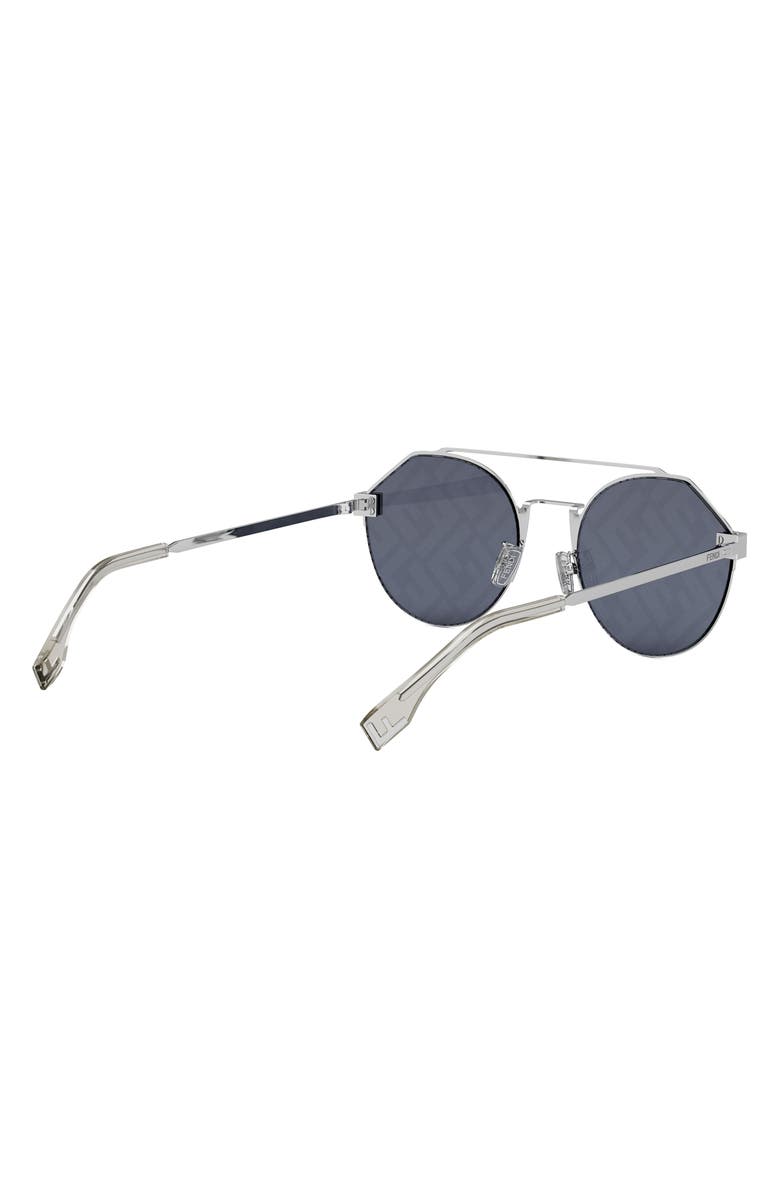 Fendi 'Fendi Sky 55mm Round Sunglasses, Alternate, color, Shiny Palladium / Blu Mirror