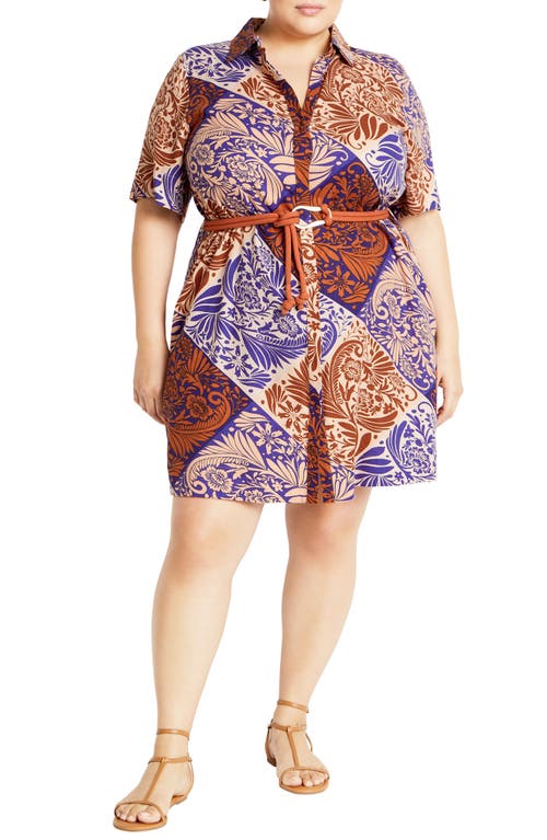 City Chic Becka Print Belted Dress In Animal Print