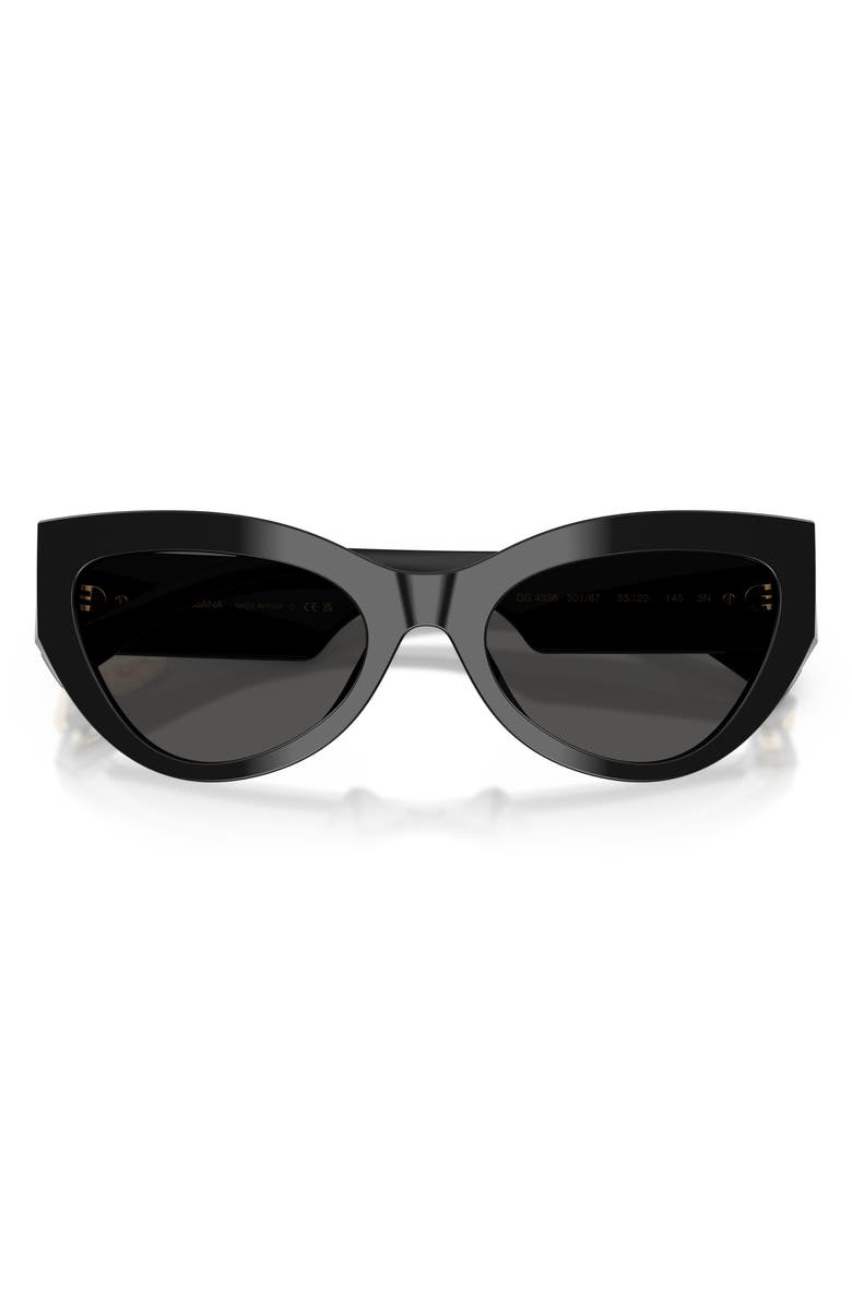 Dolce&Gabbana 55mm Cat Eye Sunglasses, Alternate, color, Black / Dark Grey
