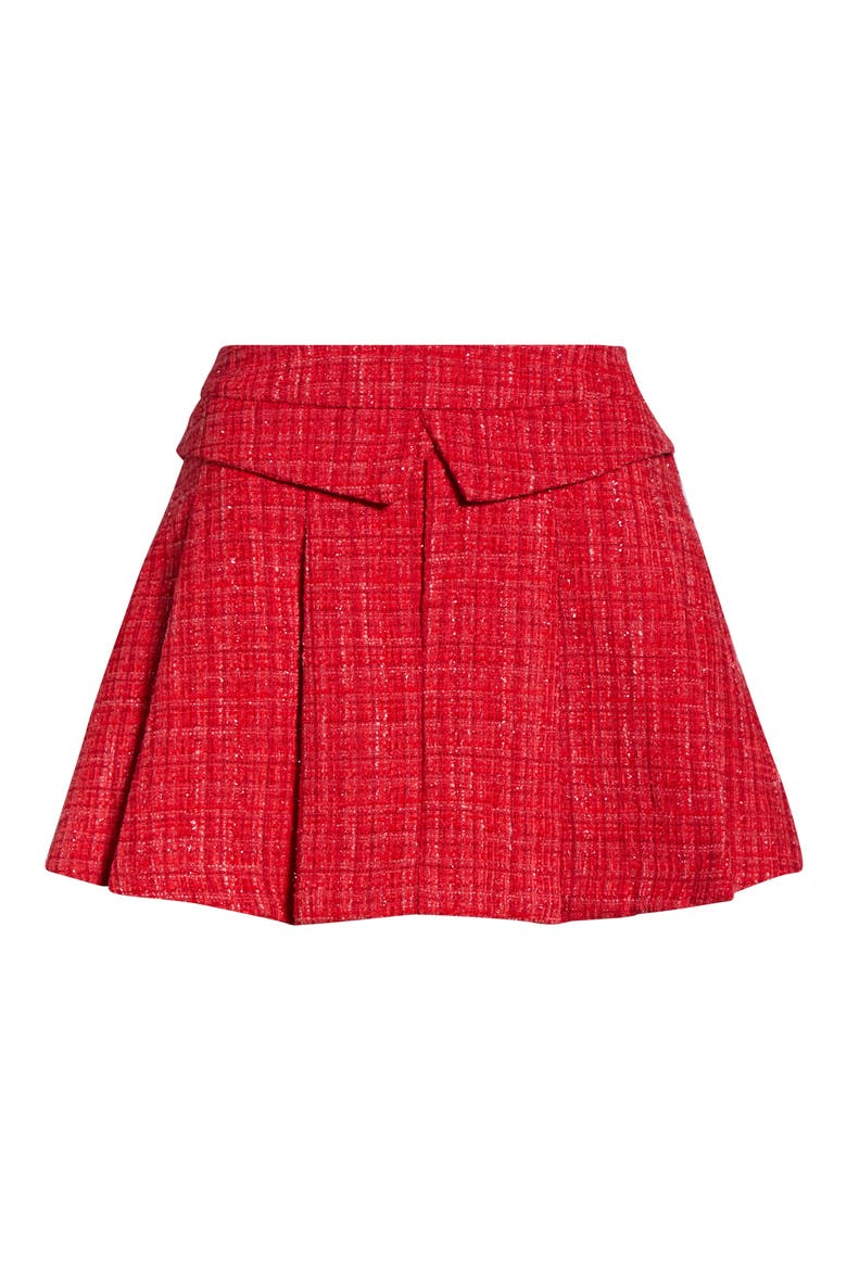 Pleated Tweed Miniskirt, Alternate, color, RED
