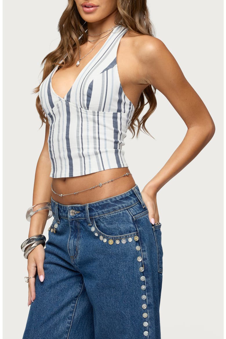 Sofey Stripe Denim Halter Top, Alternate, color, MIX