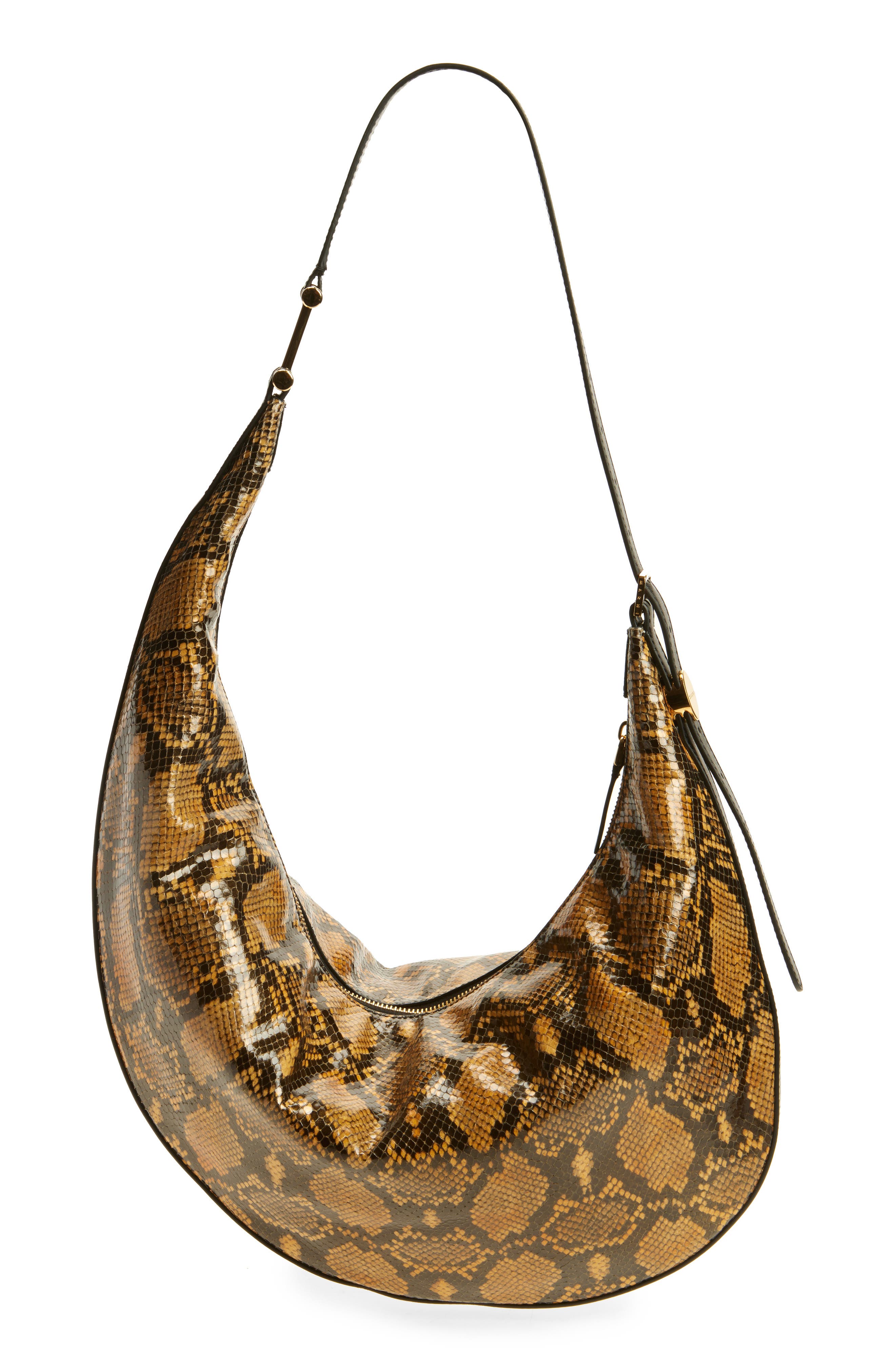 Marni Small Dot Python Print Hobo Bag, Alternate, color, Amber