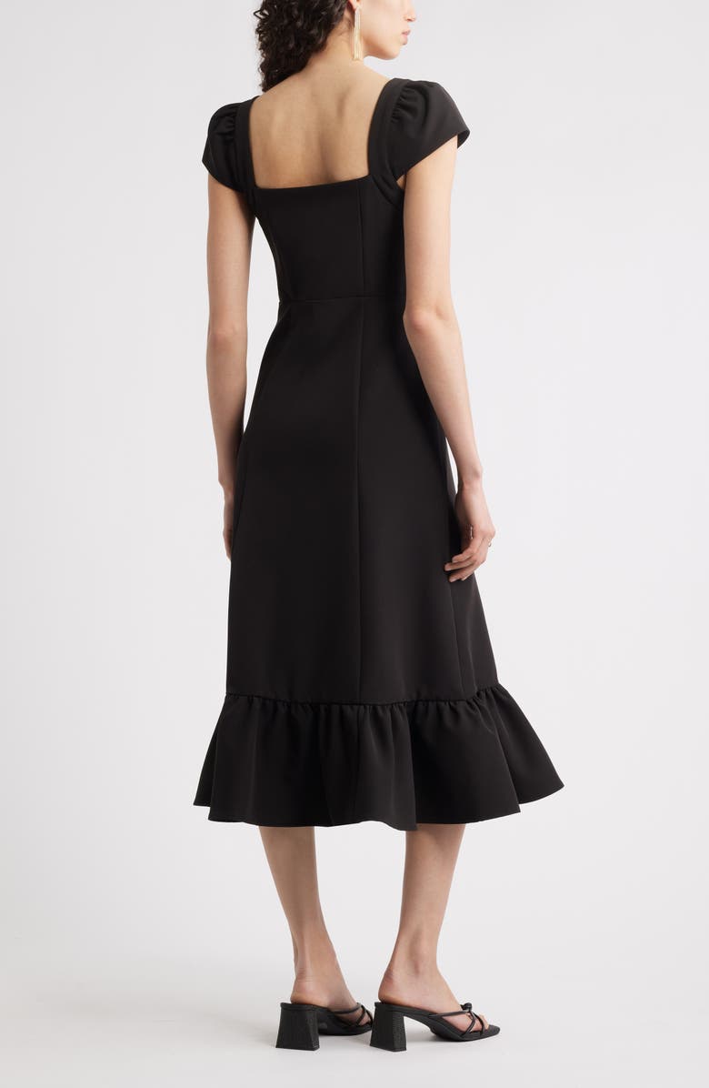 Chelsea28 Sweetheart Neckline Cap Sleeve Midi Dress, Alternate, color, Black