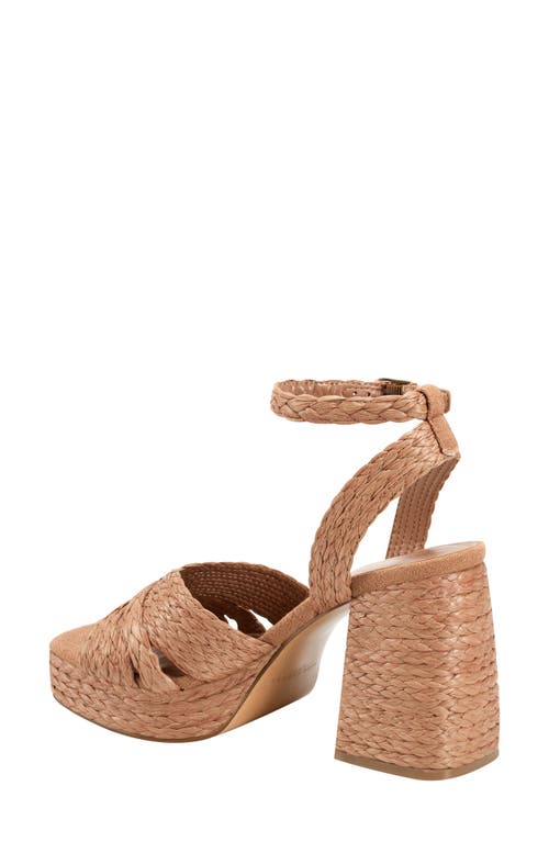 Marc Fisher Ltd Janie Raffia Ankle Strap Platform Sandal In Medium Brown