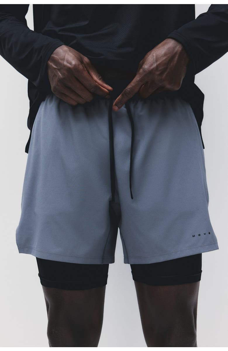 H&M Double-layered sports shorts with drymove, Alternate, color, Dusty Gray