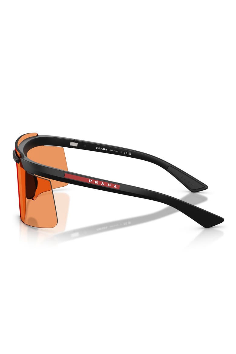 140mm Rectangular Shield Sunglasses, Alternate, color, MATTE BLACK / ORANGE