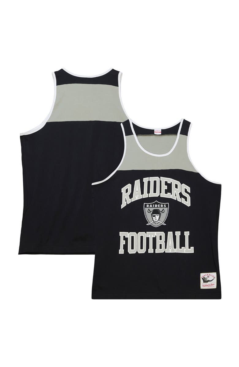 Mitchell & Ness Men's Mitchell & Ness Black/Silver Las Vegas Raiders Heritage Colorblock Tank Top, Main, color,
