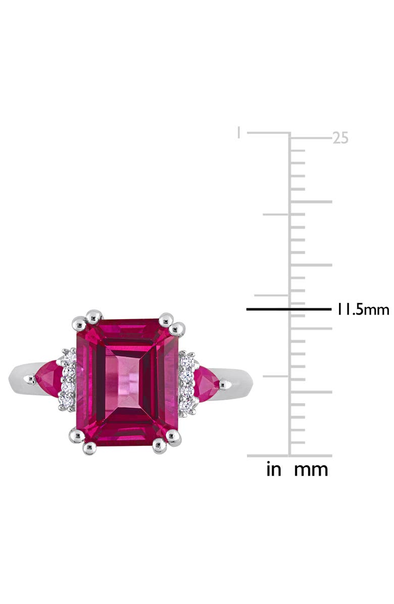 DELMAR Sterling Silver Pink Topaz & Diamond Emerald Cut Ring, Alternate, color, Pink
