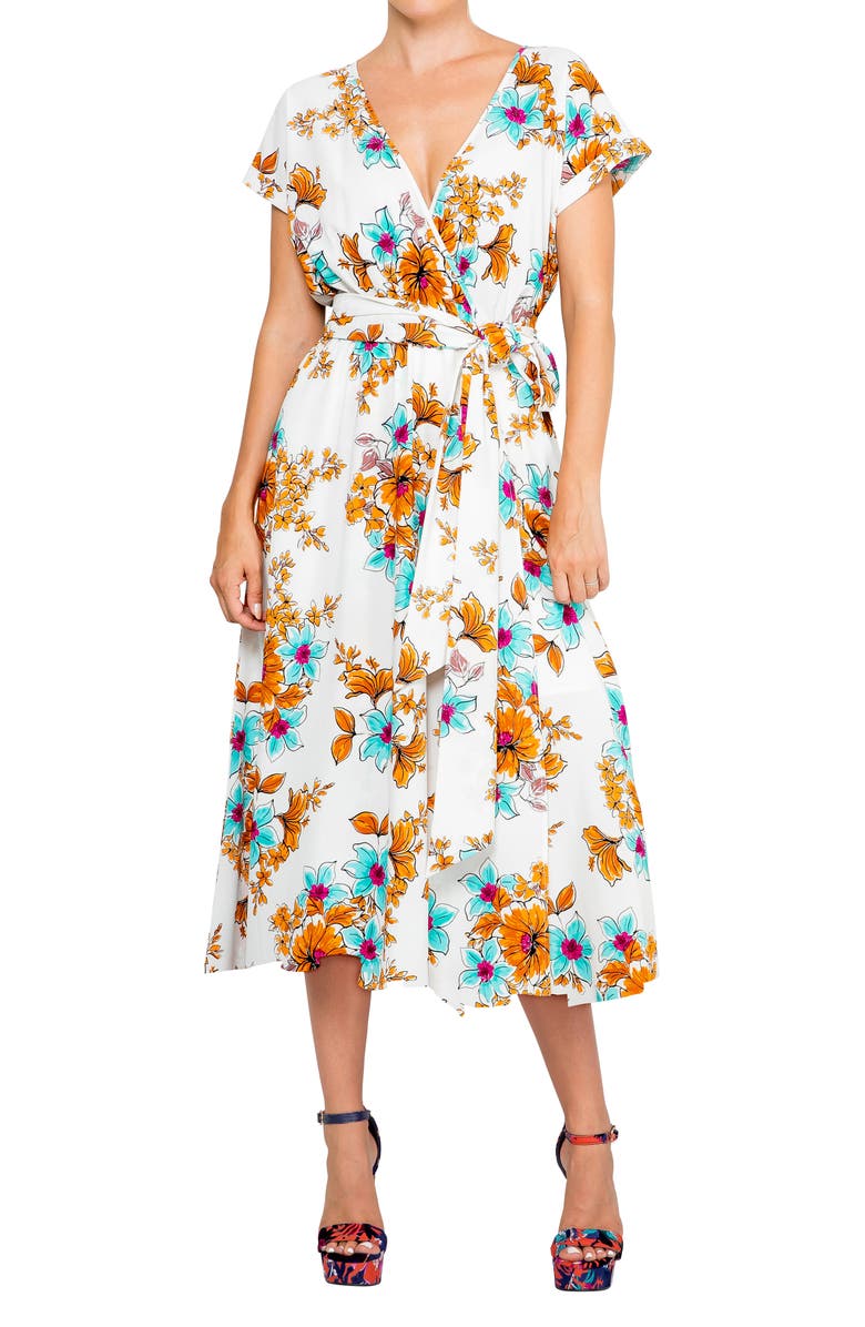 MEGHAN LA Jasmine Midi Dress, Main, color, Begonia Ivory