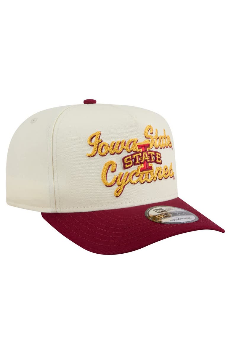 New Era Men's New Era Cream/Cardinal Iowa State Cyclones Vintage Chainstitch 9FIFTY A-Frame Snapback Hat, Alternate, color, Cream