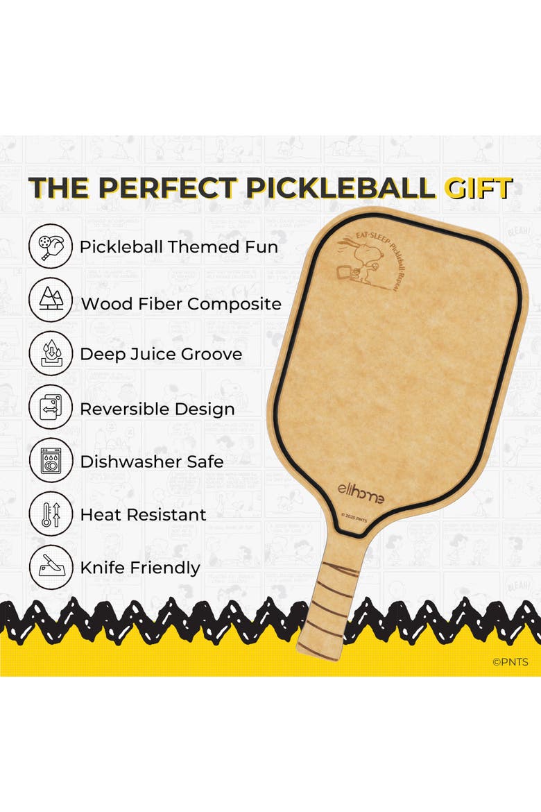 Peanuts Pickleball Charcuterie Cutting Board - Eat Sleep Pickleball Repeat, Alternate, color, Beige