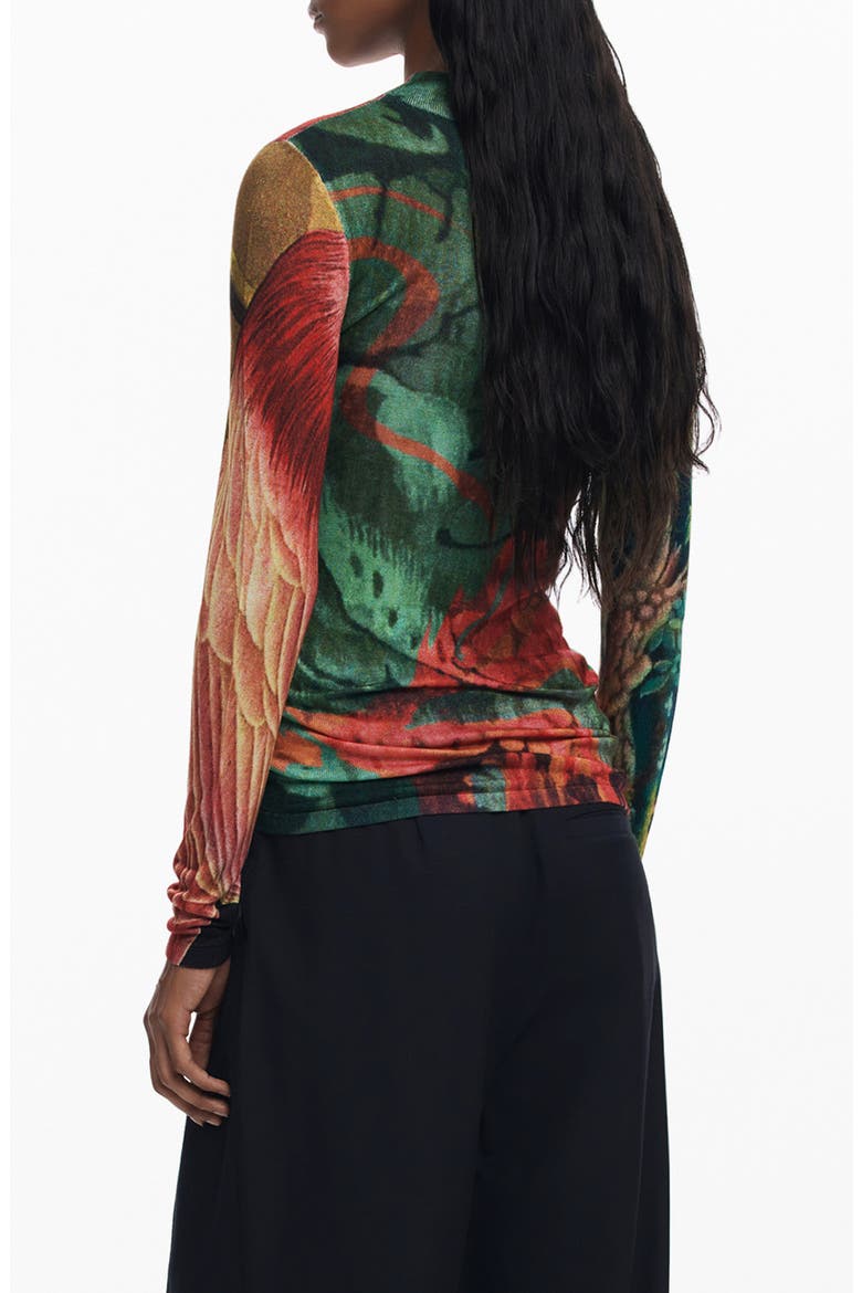 Printed Mock Neck Sweater, Alternate, color, ANTIQUE GREEN