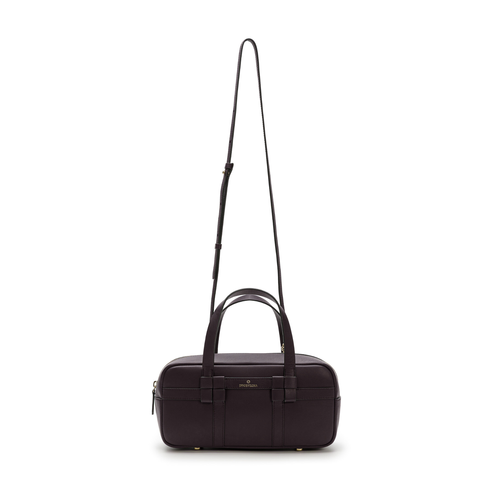 LA PORTEGNA Bibi Leather Bag With Shoulder Strap And Iconic Knots, Alternate, color, Black
