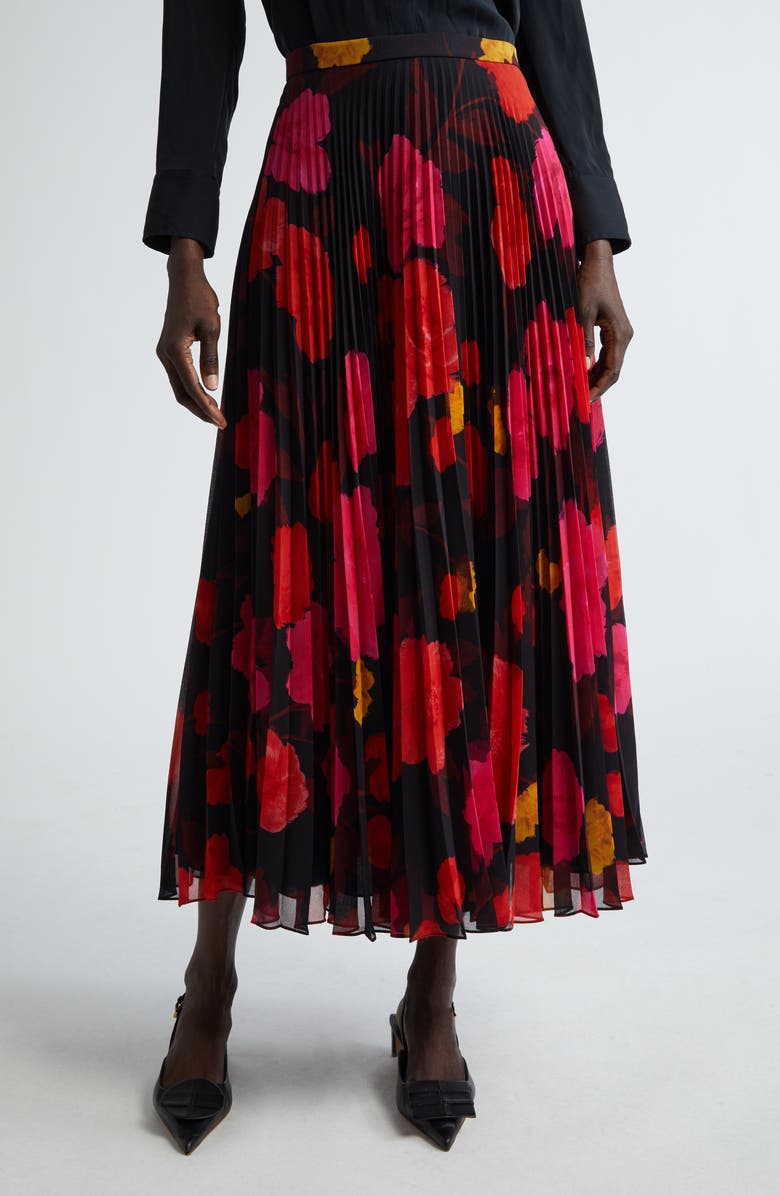 Erdem Floral Print Pleated Skirt, Main, color, 