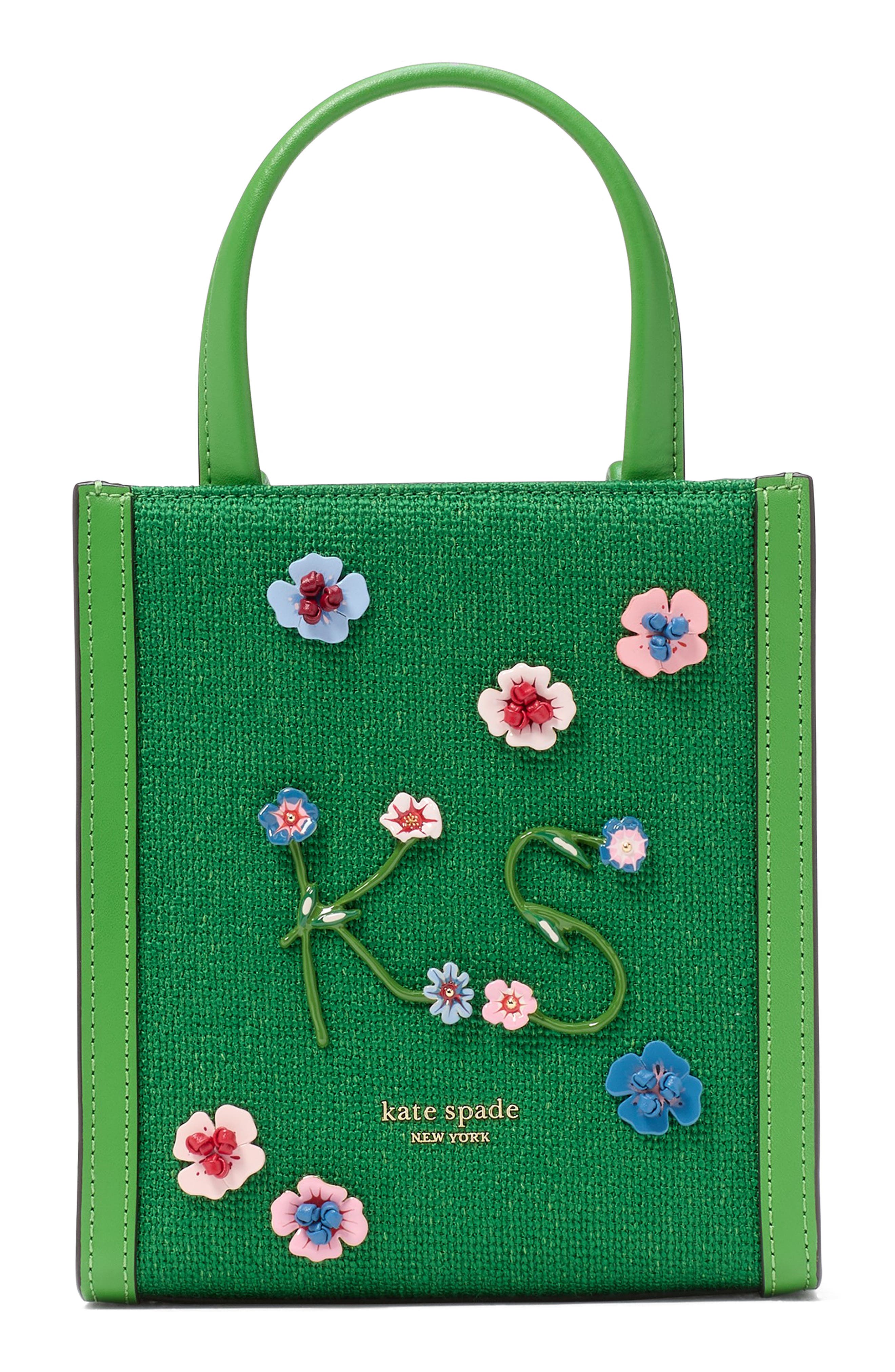 Kate Spade New York manhattan floral appliqué mini tote, Main, color, 