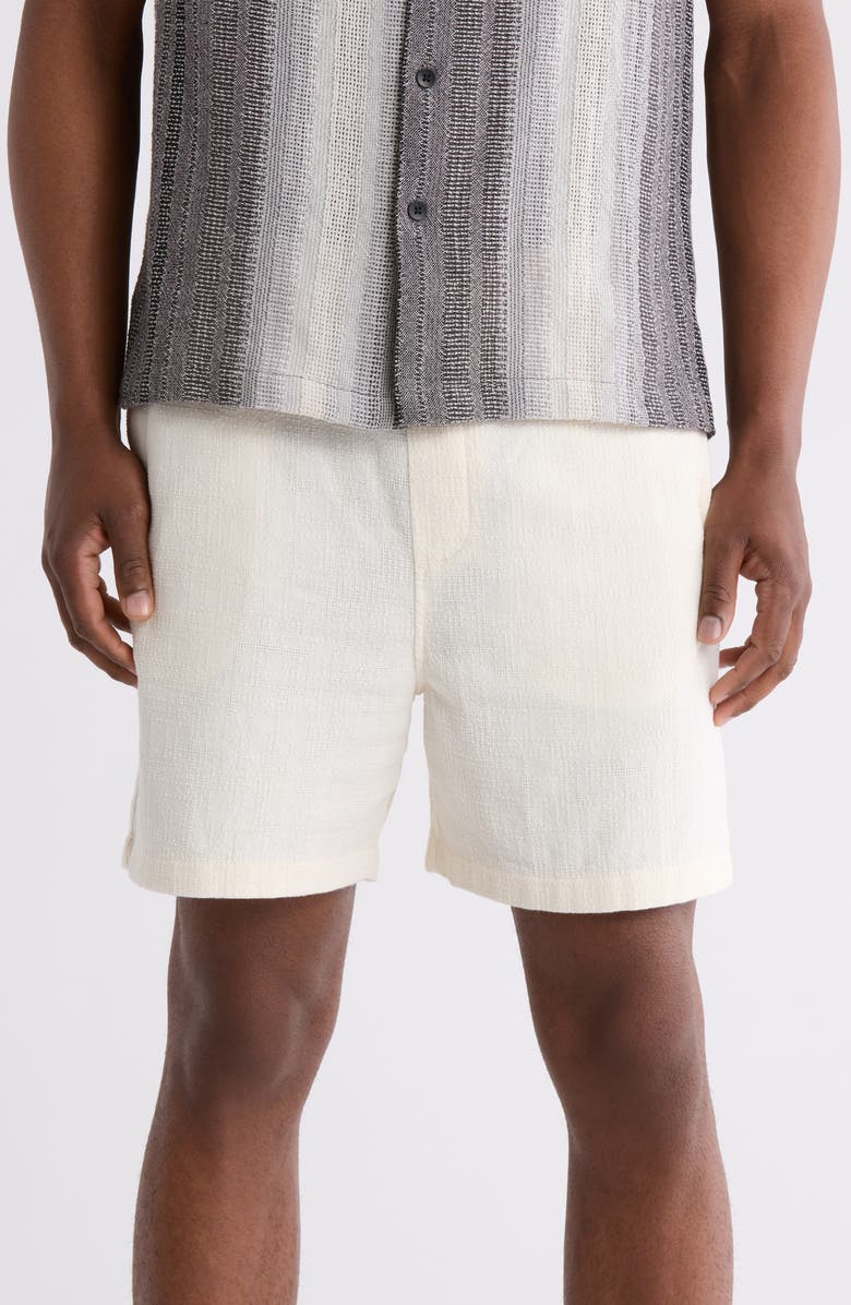 DENIM AND FLOWER Textured Cotton Blend Drawstring Shorts, Main, color,