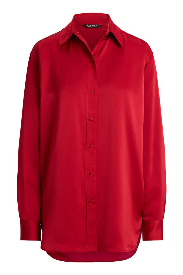 Satin Charmeuse Shirt, Alternate, color, RALPH RED