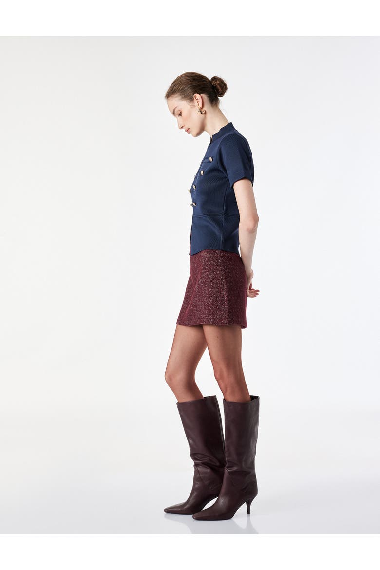 Mini Tweed Skirt, Alternate, color, BORDEUX