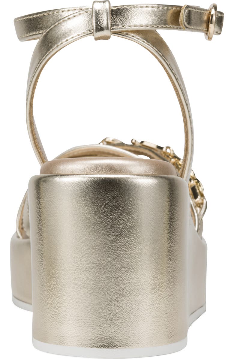 KARL LAGERFELD PARIS Clemons Ankle Strap Wedge Sandal, Alternate, color, White Gold