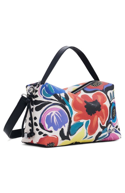 Desigual Floral Cotton Canvas Handbag In Red Floral Multi