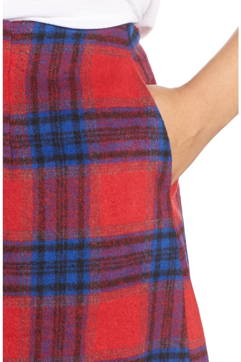 Melton Plaid Miniskirt, Alternate, color, RED CHINOISE RITA PLAID
