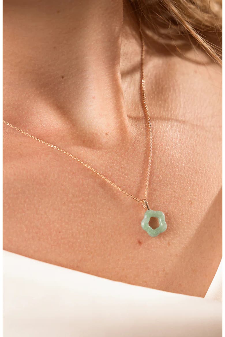 Green Aventurine Flower Charm Necklace, Alternate, color, Gold Vermeil
