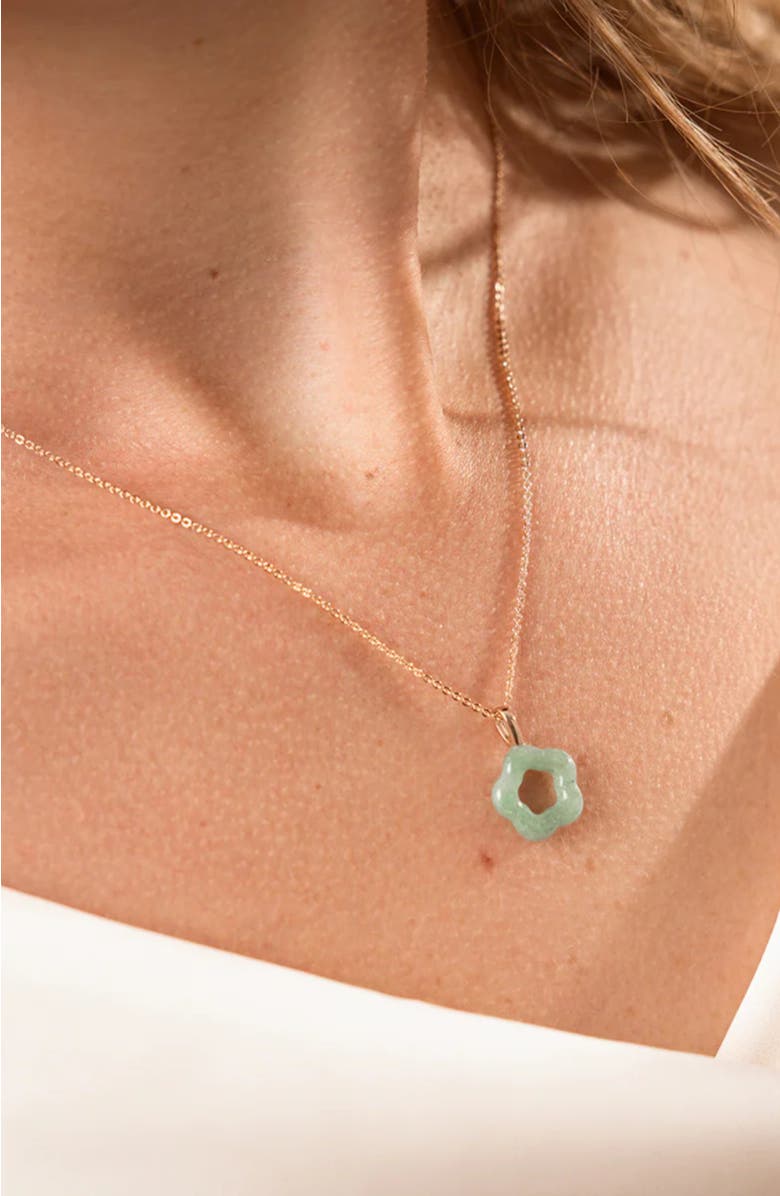 MADE BY MARY Green Aventurine Flower Charm Necklace, Alternate, color,