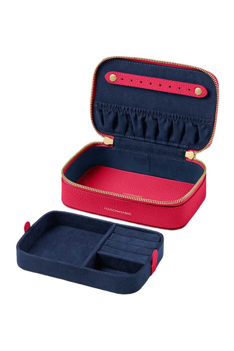 Leather Jewellery Case, Alternate, color, Shibuya Fuchsia