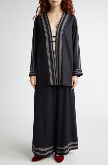 パンツ BODE Black Viscose Mathilde Wide-Leg Bode Mathilde Wide Leg Trousers | Nordstrom