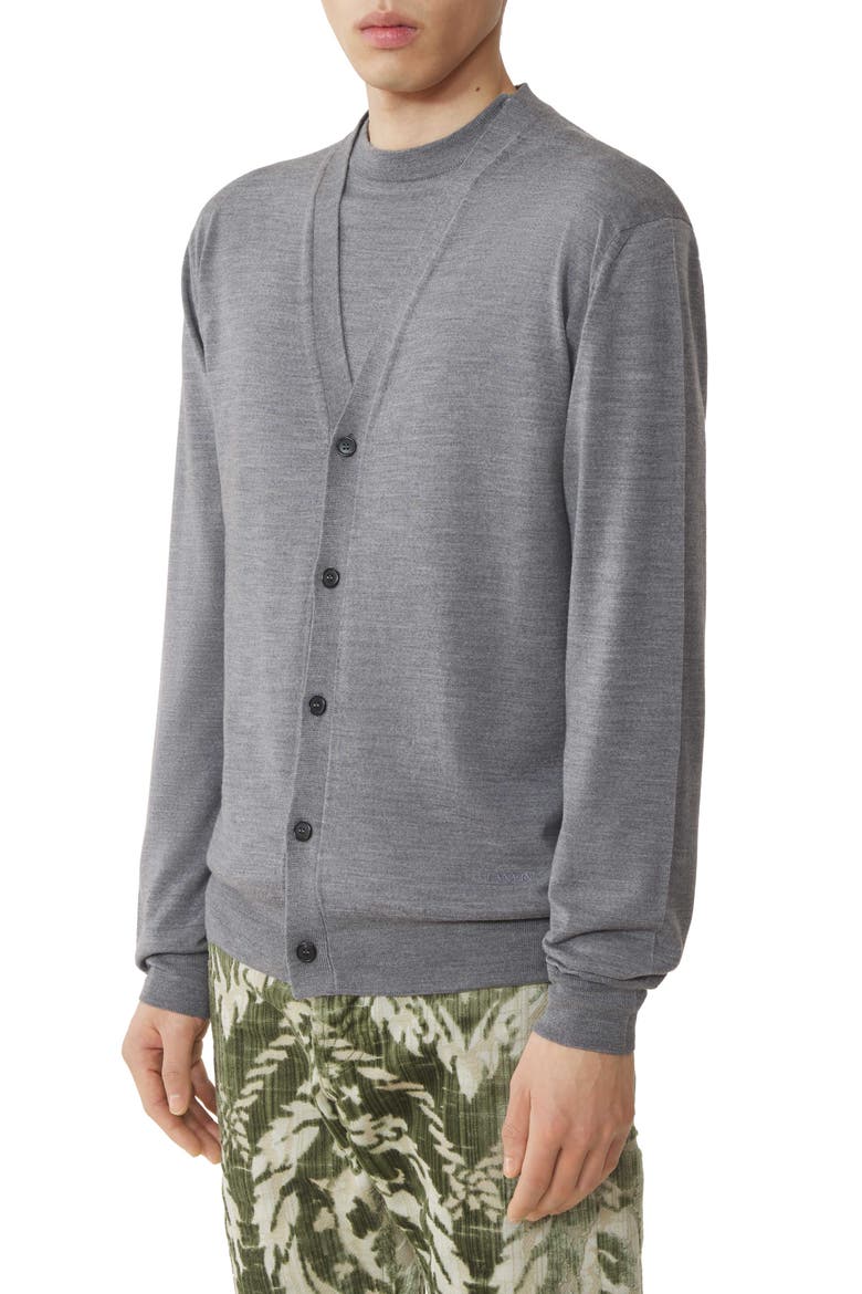 Classic Cardigan In Merino Wool, Alternate, color, Ash