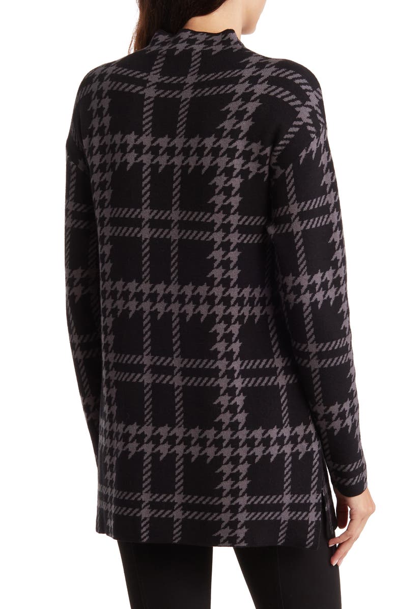 Ellen Tracy Plaid Jacquard Funnel Neck Tunic Sweater, Alternate, color,