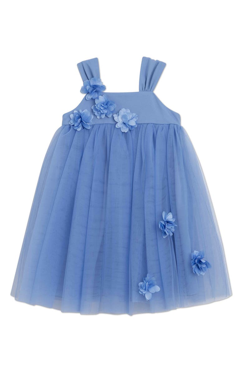 Speechless Kids' Sleeveless Floral Appliqué Tulle Dress, Main, color, Peri Jm