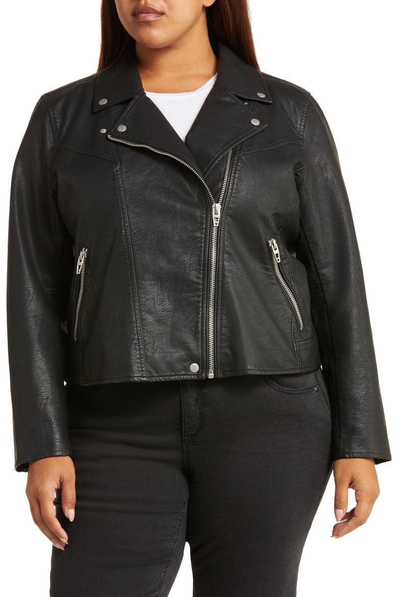 Lifechanger Faux Leather Moto Jacket, Alternate, color, BLACK/ SILVER MATTE METAL