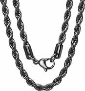 STEELTIME Men's Gunmetal Stainless Steel Rope Chain Necklace