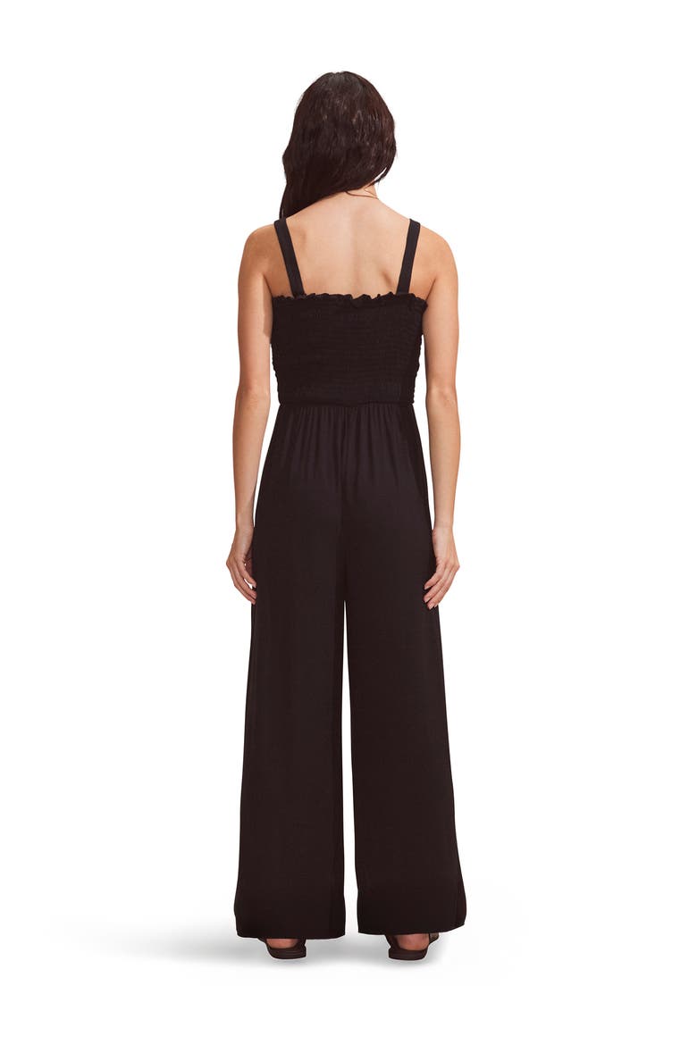 Shirred Bodice Jersey Jumpsuit, Alternate, color, Black