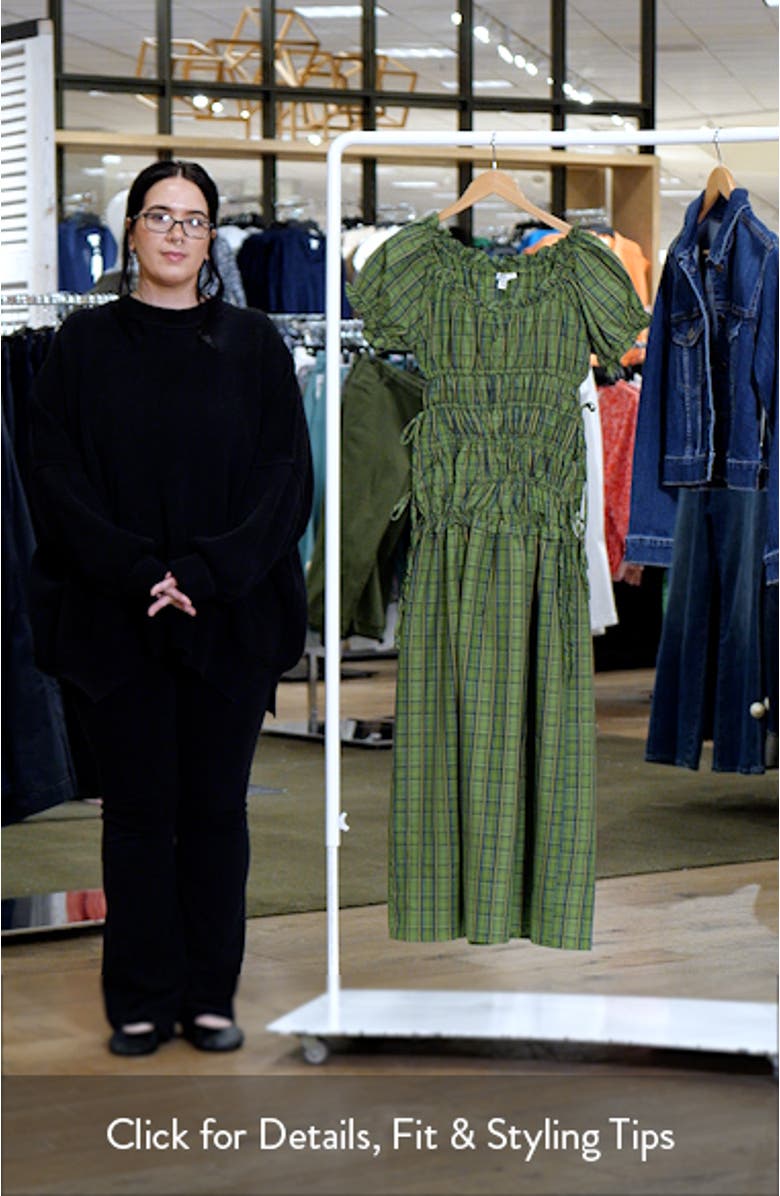 Plaid Ruched Cotton Maxi Dress, sales video thumbnail