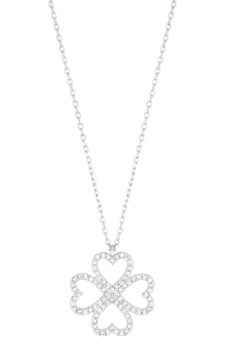 Adornia Heart Shaped Pavé Clover Pendant Necklace, Main, color, 